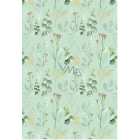 Ditipo Gift Wrapping Paper 70 x 100 cm Mint Green with Flowers 2 Sheets
