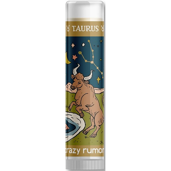 Crazy Rumors Zodiac Taurus lip balm with vanilla, rose, and plum flavor 4.4 ml