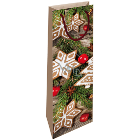 Nekupto Gift paper bag for bottle 33 x 10 x 9 cm Christmas with gingerbread