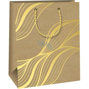 Ditipo Paper gift bag 18 x 22,7 x 10 cm Kraft - natural, gold lines
