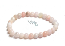 Opal pink bracelet elastic natural stone, ball 6 mm / 16-17 cm, stone of queen, attraction, female intuition and beauty