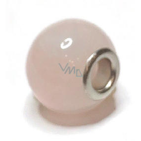 Rose pendant round natural stone 14 mm, hole 4,2 mm 1 piece, love stone