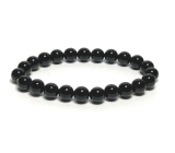 Onyx black bracelet elastic natural stone, ball 8 mm / 16-17 cm, life force stone