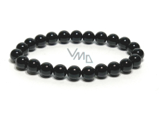 Onyx black bracelet elastic natural stone, ball 8 mm / 16-17 cm, life force stone