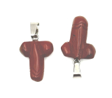 Jasper red Penis for luck, pendant natural stone hand cut approx. 11 x 22 mm, full care stone
