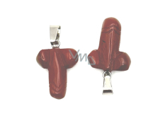 Jasper red Penis for luck, pendant natural stone hand cut approx. 11 x 22 mm, full care stone