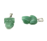 Avanturine green Frog for luck pendant natural stone approx. 20 x 15 mm, lucky stone
