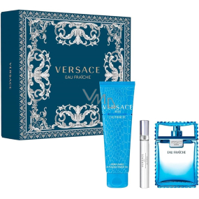 Versace Eau Fraiche Man eau de toilette 100 ml + shower gel 150 ml + eau de toilette 10 ml, gift set for men