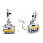 Charm Sterling silver 925 Portugal Lisbon 2in1 tram and medallion, travel bracelet pendant