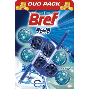 Bref Blue Aktiv Eucalyptus WC block for hygienic cleanliness and freshness of your toilet, colors the water in a blue shade 2 x 50 g