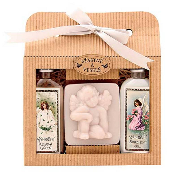 Bohemia Gifts Christmas shower gel 100 ml + Angel handmade soap 80 g + Darts and Rose oil bath 100 ml