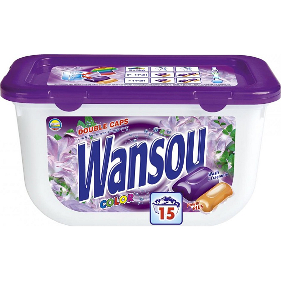 Wansou Double Caps Color universal two-chamber gel washing capsules 15 pieces x 25 g