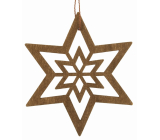Wooden star dark brown for hanging 10 cm