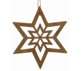 Dark brown wooden star for hanging 10 cm