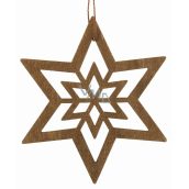 Dark brown wooden star for hanging 10 cm