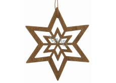 Wooden star dark brown for hanging 10 cm