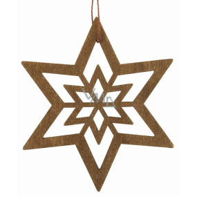Wooden star dark brown for hanging 10 cm