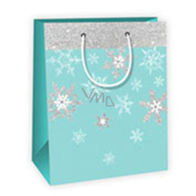Ditipo Gift paper bag 18 x 10 x 22.7 cm turquoise flakes Glossy laminate