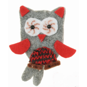 Felt owl on a gray 6 cm clip