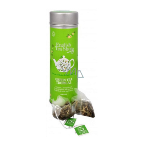 English Tea Shop Bio Green tea with Tropical fruit 15 pieces of biodegradable tea pyramids in a recyclable tin can 30 g