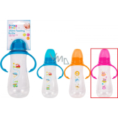 First Steps Feeding Bottle 0+ baby bottle clear with grips Owl pink 250 ml