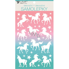 White stickers with glitter unicorns 14 x 24 cm