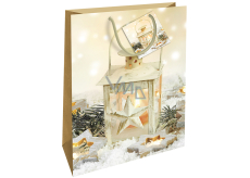 Nekupto Gift paper bag 46 x 33 x 10,5 cm golden lantern Christmas WBXL 1957 01