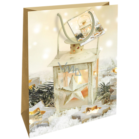 Nekupto Gift paper bag 46 x 33 x 10,5 cm golden lantern Christmas WBXL 1957 01