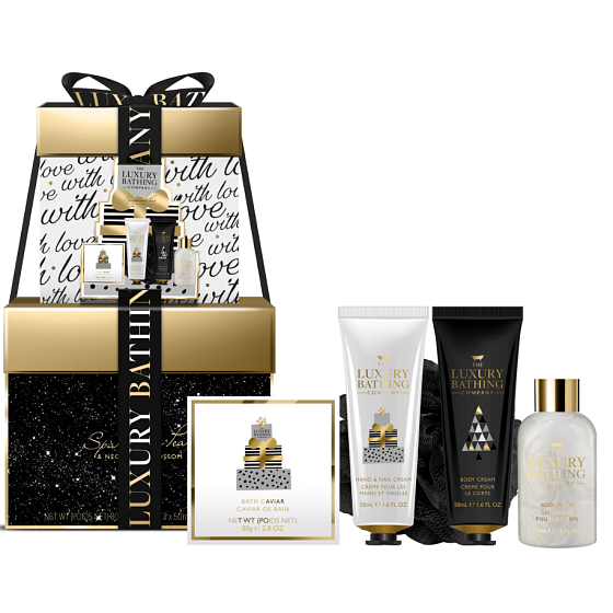 Grace Cole Sparkling Pear and Nectarine Blossom shower gel 50 ml + bath pearls 80 g + hand and nail cream 50 ml + body cream 50 ml + bath sponge, cosmetic set for women