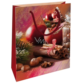 Nekupto Gift paper bag 23 x 18 x 10 cm Christmas with apples and cinnamon