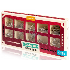 Albi Cerebellum Set of 10 metal puzzles Red mix 5 levels of difficulty recommended age 6+
