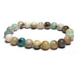 Amazonite multicoloured bracelet elastic natural stone, ball 6 mm / 16-17 cm, stone of hope