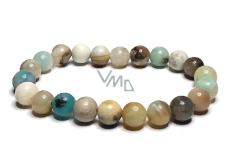 Amazonite multicoloured bracelet elastic natural stone, ball 6 mm / 16-17 cm, stone of hope