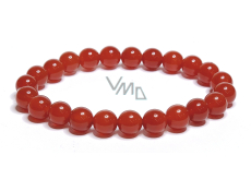 Carnelian bracelet elastic natural stone, ball 8 mm / 16-17 cm, Teach us here and now