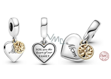 Sterling silver 925 Tree of Life, Heart, Mom, 2in1 family bracelet pendant