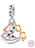 Charm Sterling silver 925 Harry Potter hat, glasses, scar, 3in1 bracelet pendant