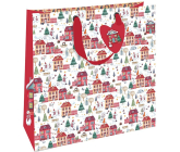 Nekupto Gift paper bag luxury 33 x 33 cm Christmas houses