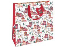 Nekupto Gift paper bag luxury 33 x 33 cm Christmas houses