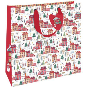 Nekupto Gift paper bag luxury 33 x 33 cm Christmas houses