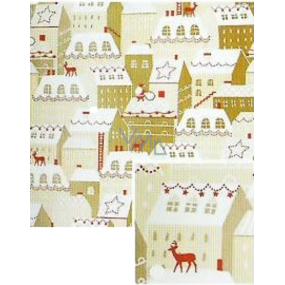 Nekupto Christmas gift wrapping paper 70 x 500 cm Beige, houses