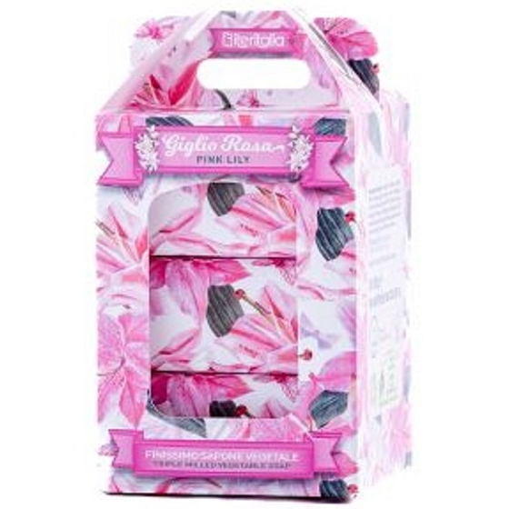 Iteritalia Pink Lily Italian herbal toilet soap 3 x 100 g, gift set