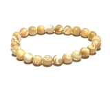 Tridacna Shell Beige Elastic Bracelet Natural Stone, 8 mm Bead / 16 - 17 cm, Stone of Harmony
