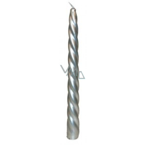 Lima Candle smooth metal silver cone twisted 22 x 250 mm 1 piece