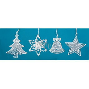 Crochet Christmas decorations (bell, tree, snowflake, star) 7 cm