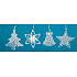 Crochet Christmas decorations (bell, tree, snowflake, star) 7 cm