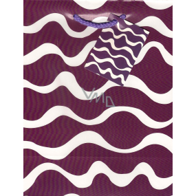 Nekupto Gift paper bag 23 x 18 x 10 cm Purple white ripples 1 piece 827 40 BM