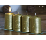 Lima Advent set with numbers candle gold cylinder 60 x 90 mm 4 pieces