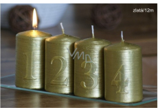 Lima Advent set with numbers candle gold cylinder 60 x 90 mm 4 pieces