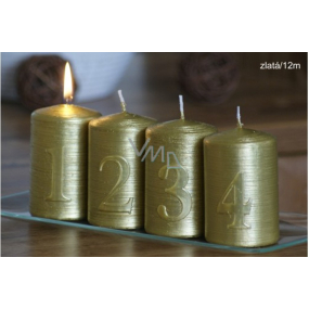 Lima Advent set with numbers candle gold cylinder 60 x 90 mm 4 pieces