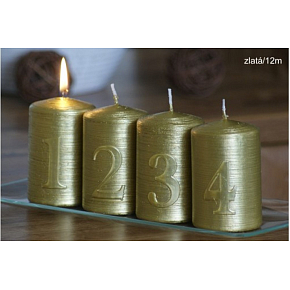 Lima Advent set with numbered candles gold cylinder 60 x 90 mm 4 pieces